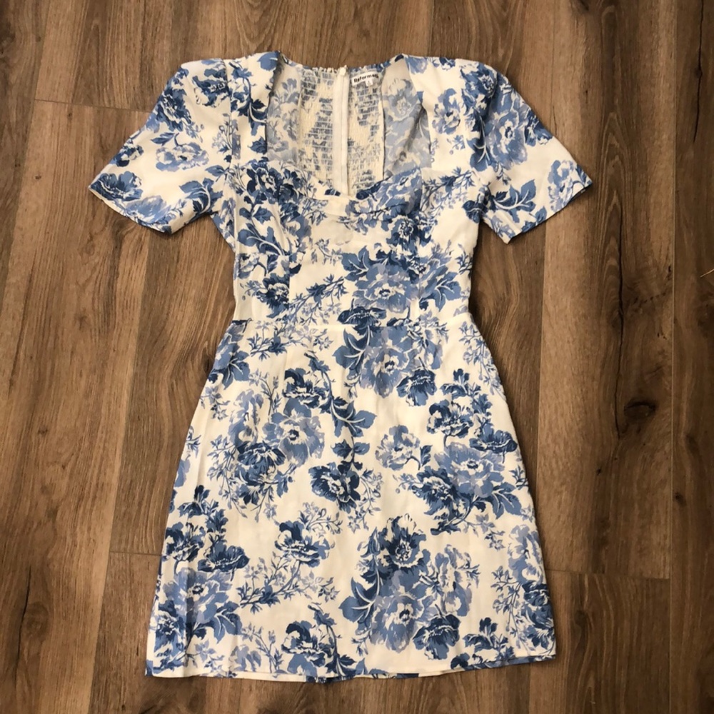Reformation Blue and White Floral Mini Dress